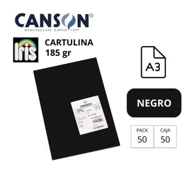 CARTULINA CANSON IRIS A3 NEGRO