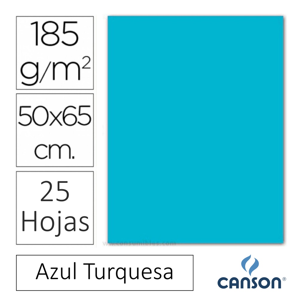CARTULINA CANSON IRIS  50×65CM 185 GRAMOS AZUL TURQUESA
