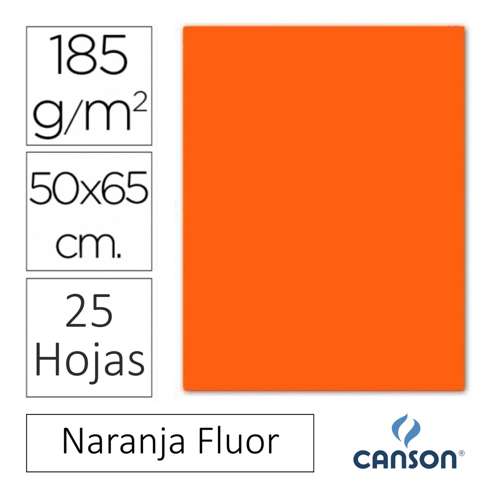 CARTULINA CANSON IRIS 50×65CM NARANJA FLUOR