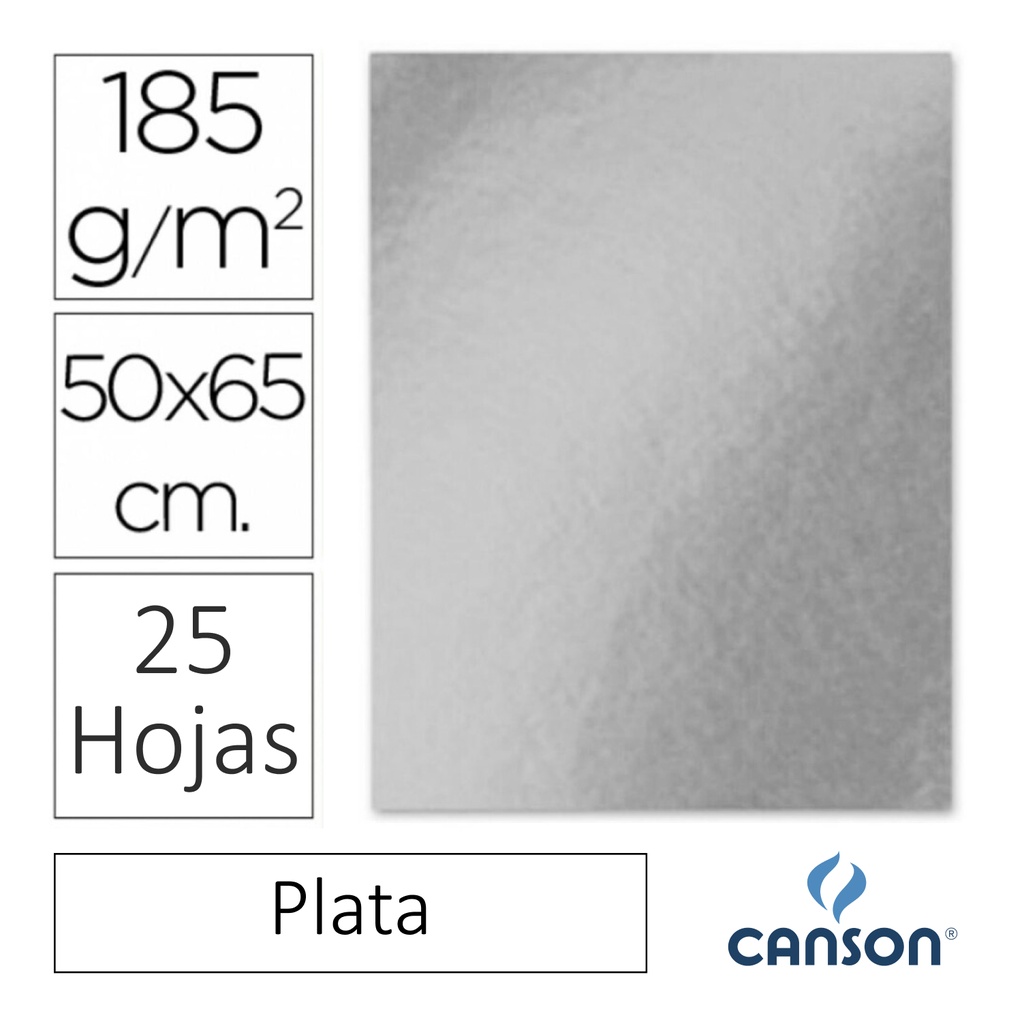CARTULINA CANSON IRIS  50×65CM 185 GRAMOS PLATA 