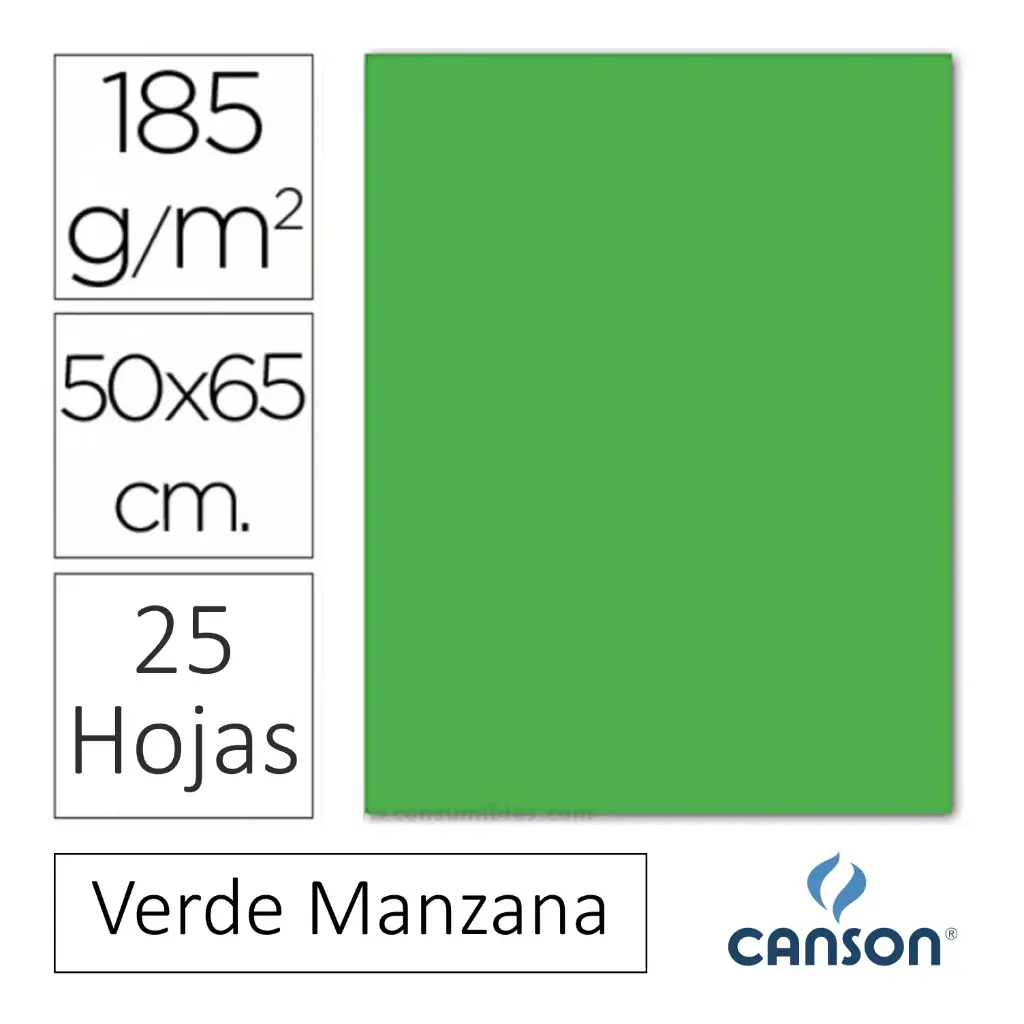 CARTULINA CANSON IRIS 50×65CM VERDE MANZANA