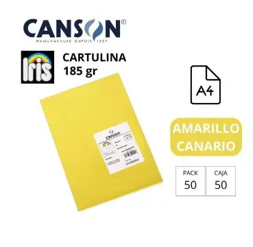 CARTULINA CANSON IRIS A4 185 GRAMOS AMARILLO CANARIO
