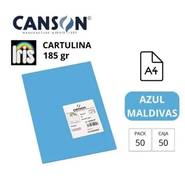 CARTULINA CANSON IRIS A4 185 GRAMOS AZUL MALDIVAS