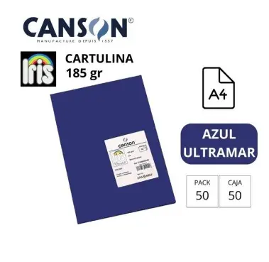 CARTULINA CANSON IRIS A4 185 GRAMOS AZUL ULTRAMAR