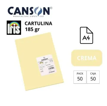 CARTULINA CANSON IRIS A4 185 GRAMOS CREMA 