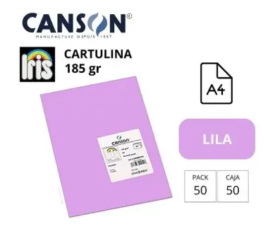 CARTULINA CANSON IRIS A4 185 GRAMOS LILA 