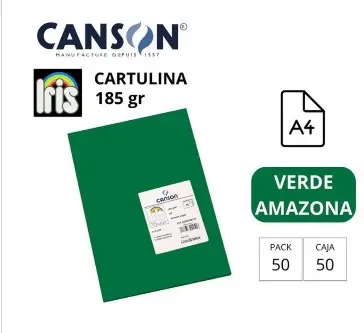 CARTULINA CANSON IRIS A4 185 GRAMOS VERDE AMAZONAS