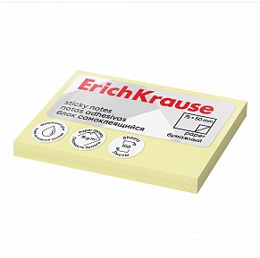 BLOC NOTAS ADHESIVAS ERICHKRAUSE 40×50 MM AMARILLAS 3×100 HOJAS