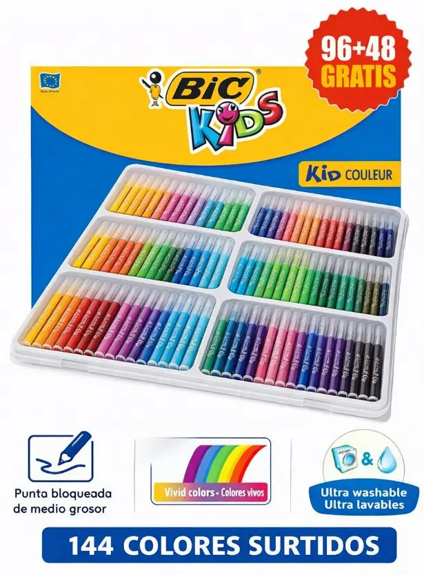 ROTULADOR BIC KID COULEUR PACK DE 144 COLORES SURTIDOS
