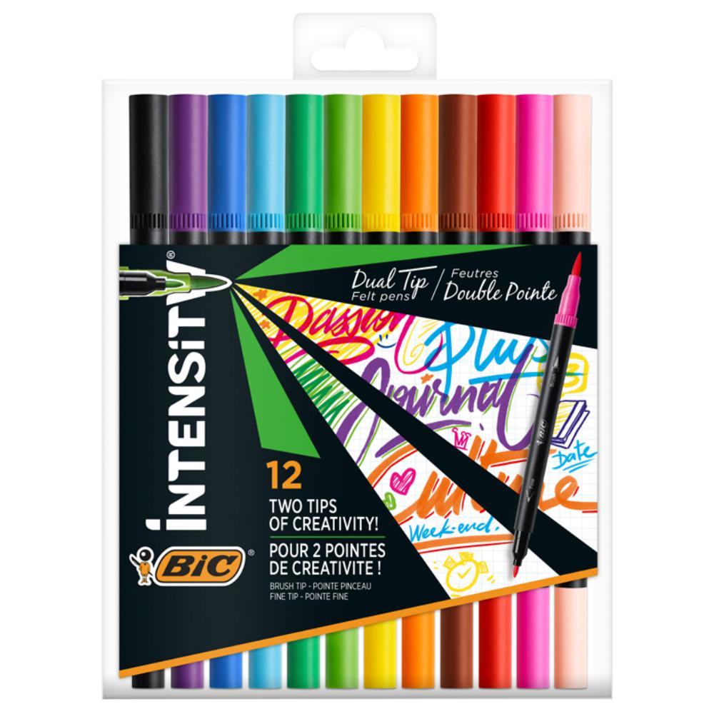 ROTULADORES BIC INTENSITY DUAL TIP PACK DE 12 COLORES SURTIDOS
