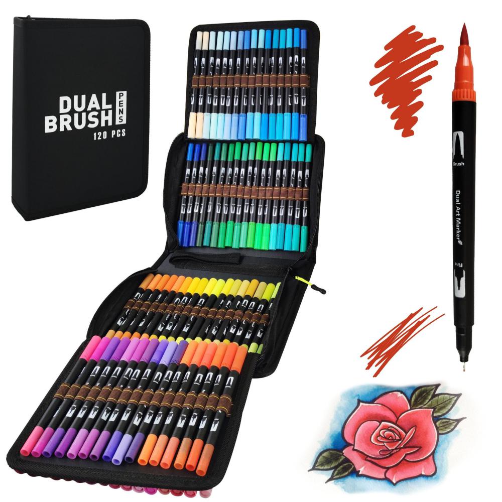 ROTULADORES LETTERING DOBLE PUNTA BRUSH RAYLU PAPER ESTUCHE 120 UNIDADES