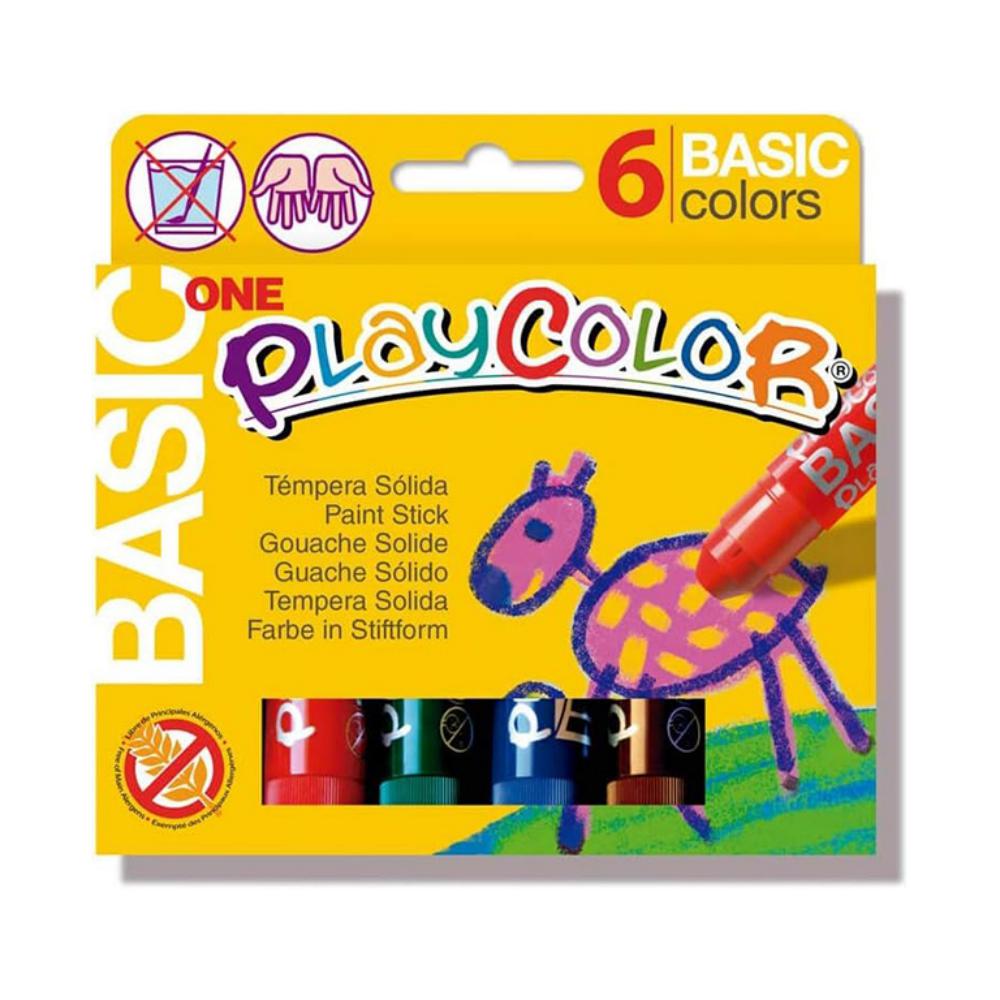 TÉMPERA SÓLIDA PLAYCOLOR ESCOLAR CAJA 6 COLORES SURTIDOS