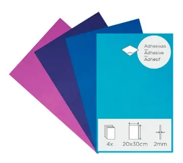 LÁMINAS GOMA EVA FRIOS ADHESIVAS 20×30CM 2MM PACK DE 4