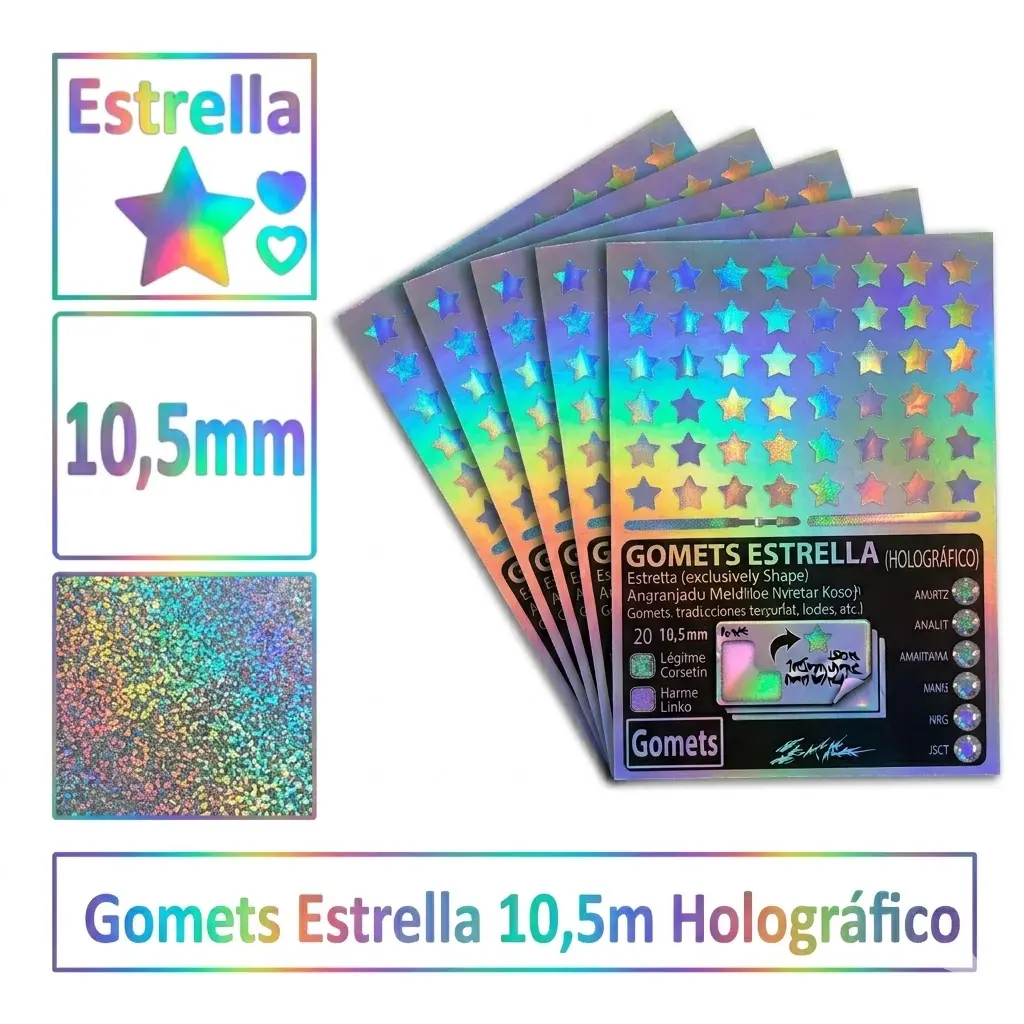 GOMETS ESTRELLA Ø 10,5 MM HOLOGRAFICO