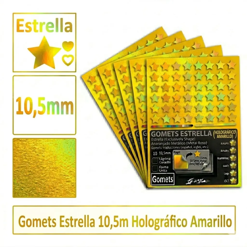 GOMETS ESTRELLA Ø 10,5 MM HOLOGRAFICO AMARILLO