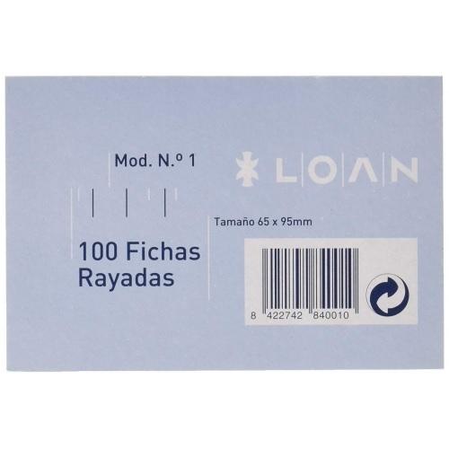 FICHAS RAYADAS LOAN 65X95 MM Nº1 100 HOJAS