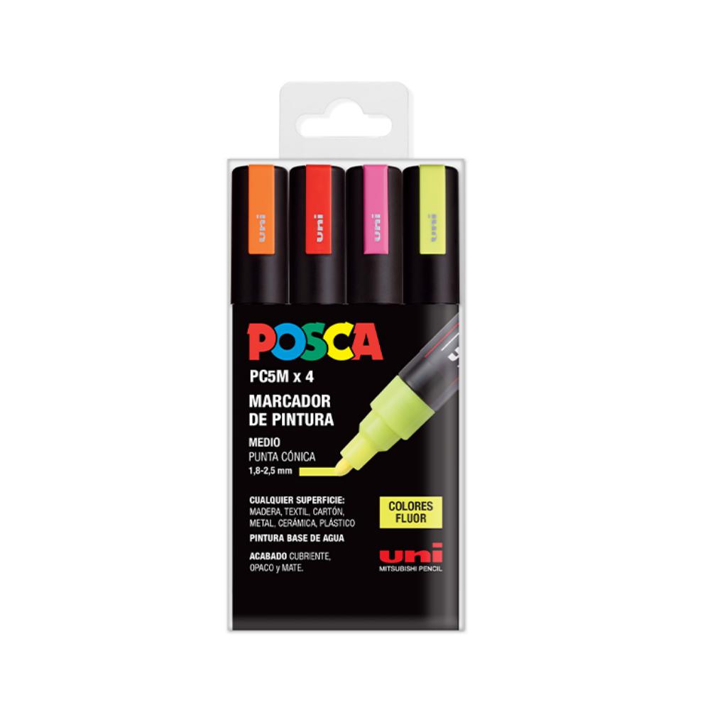 ROTULADOR POSCA PC-5M/4C BOLSA 4 COLORES FLUORESCENTES