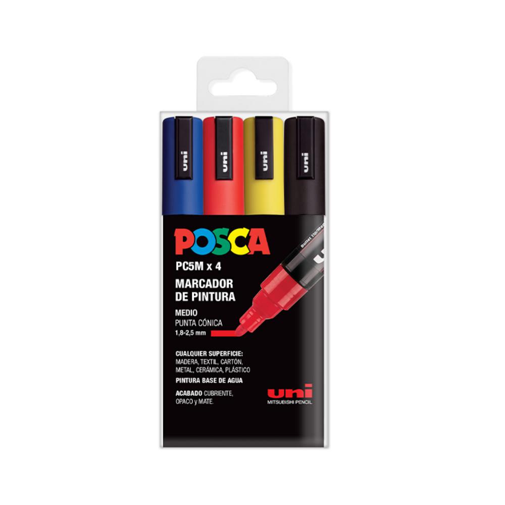 ROTULADOR POSCA PC-5M/4C ESTUCHE 4 COLORES BÁSICOS