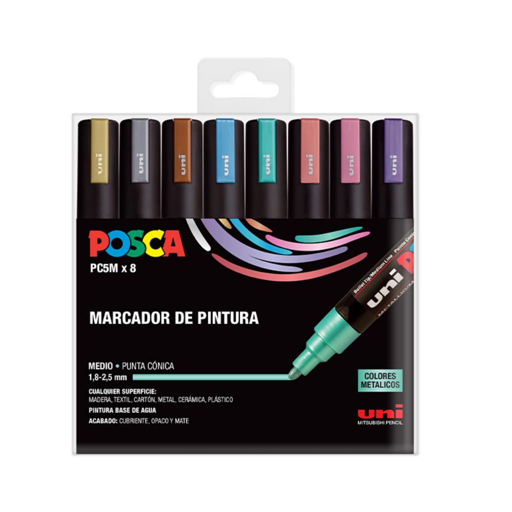 ROTULADOR POSCA PC-5M/8C ESTUCHE 8 COLORES METÁLICOS SURTIDOS