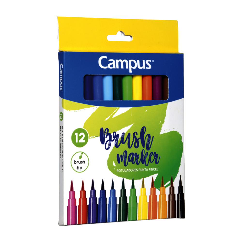 ROTULADOR CAMPUS PUNTA PINCEL 12 COLORES