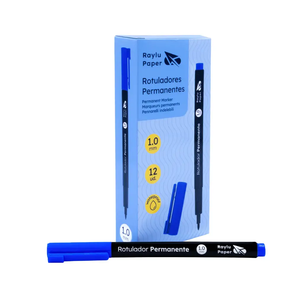 ROTULADOR PERMANENTE RAYLU PAPER DATA PEN  MEDIO 1 MM AZUL