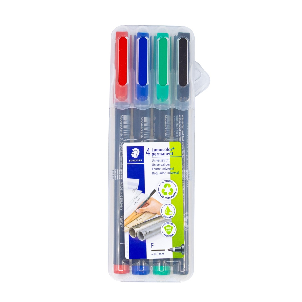 ROTULADOR STAEDTLER LUMOCOLOR PERMANENTE ESTUCHE 4 UDS PUNTA FINA