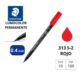 ROTULADOR STAEDTLER LUMOCOLOR PERMANENTE 313-2 ROJO PUNTA SUPERFINA