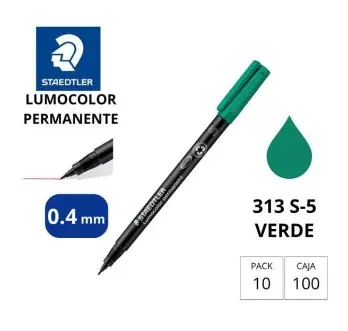 ROTULADOR STAEDTLER LUMOCOLOR PERMANENTE 313-5 VERDE PUNTA SUPERFINA