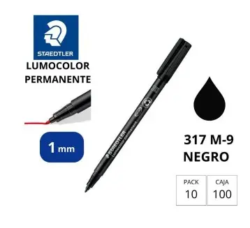 ROTULADOR STAEDTLER LUMOCOLOR PERMANENTE 317-9 NEGRO PUNTA MEDIA