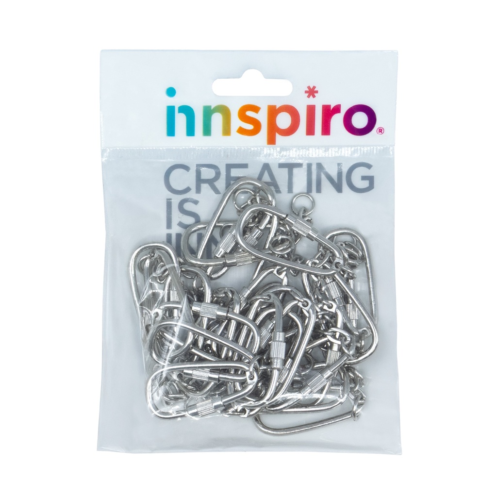 LLAVERO METÁLICO PLATEADO CON CIERRE ROSCA Y CADENA INNSPIRO