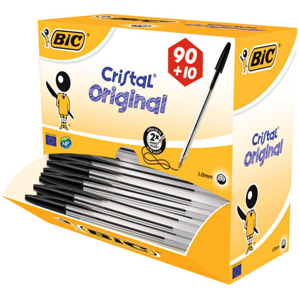 BOLÍGRAFO BIC CRISTAL NEGRO PACK ESCOLAR 100 UDS