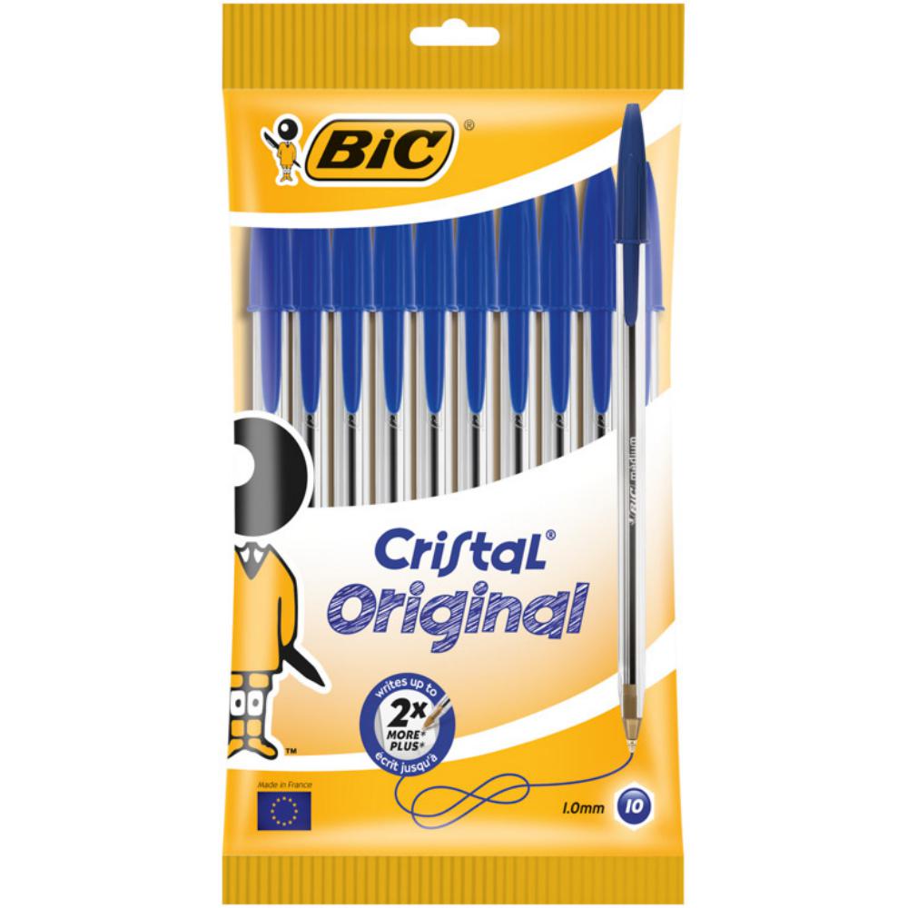 BOLÍGRAFO BIC CRISTAL ORIGINAL AZUL BLÍSTER 10 UDS
