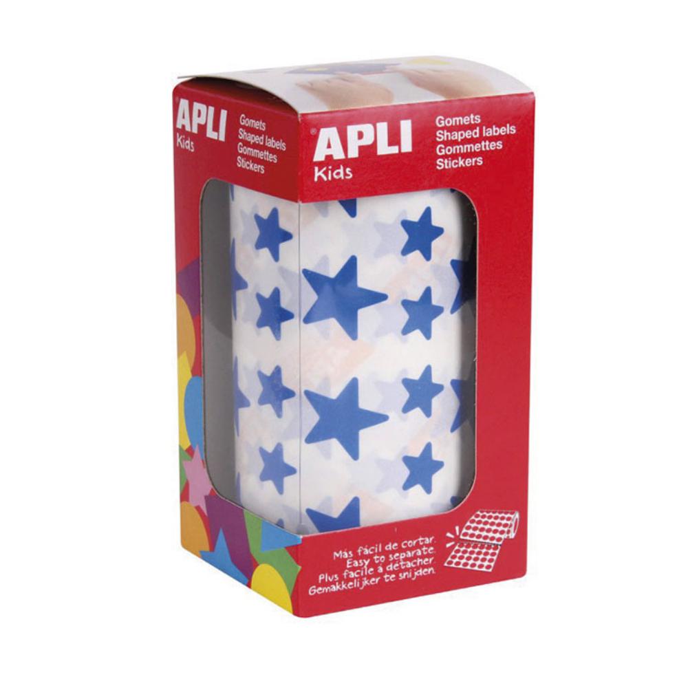 GOMETS APLI ESTRELLAS 12,5 Y 19,5 MM AZULES ROLLO