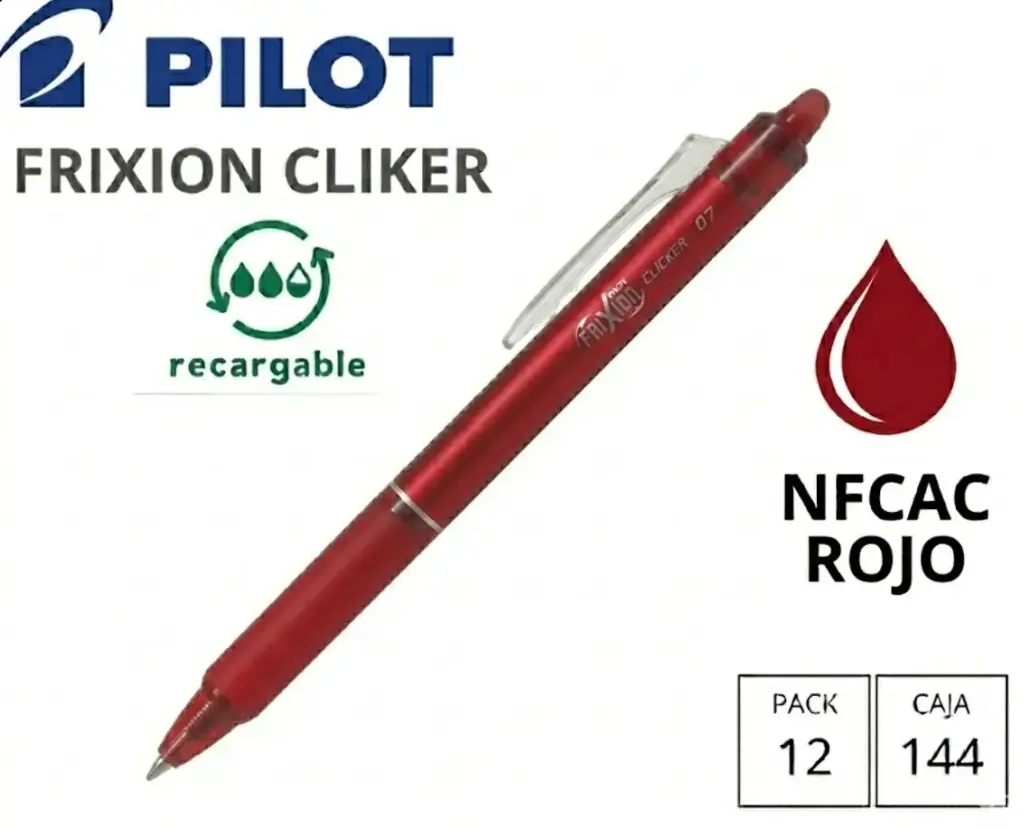 BOLÍGRAFO PILOT FRIXION CLICKER ROJO