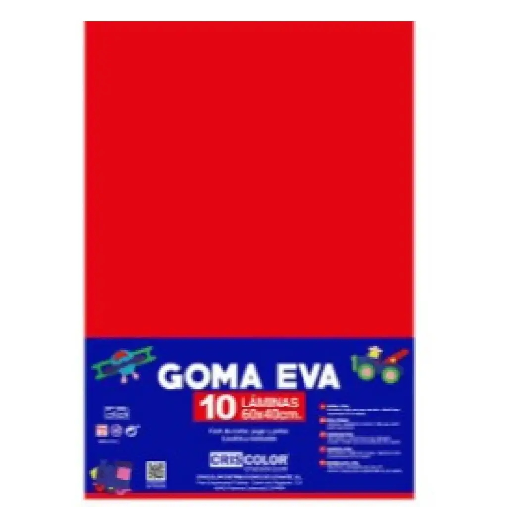 HOJAS DE GOMA EVA  – LÁMINAS UNICOLOR (ROJO – 40x60x0,2 CM)