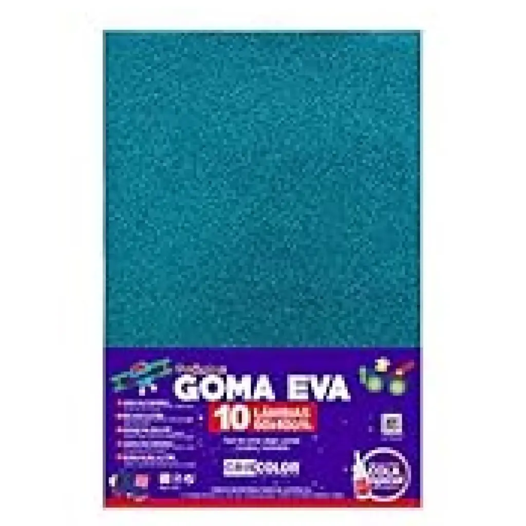 HOJAS DE GOMA EVA CON PURPURINA UNICOLOR AZUL CLARO 40x60CM