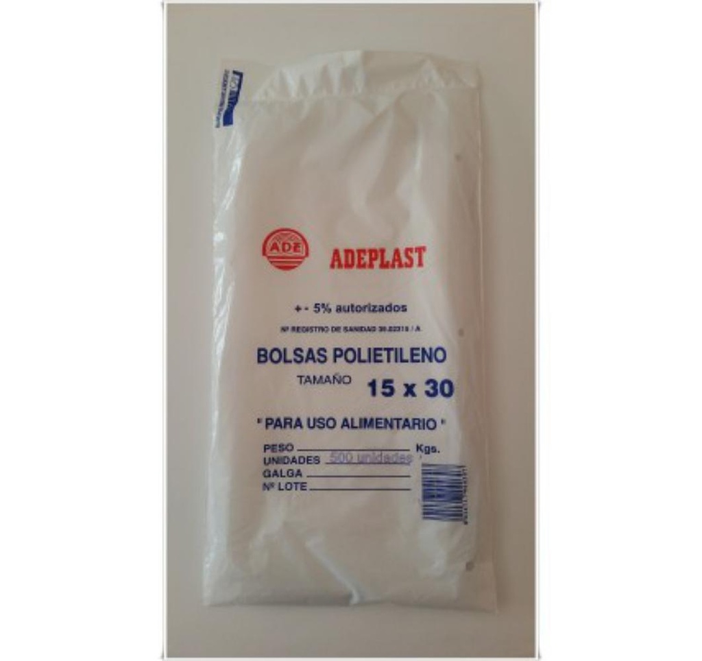 BOLSA POLIETILENO TRANSPARENTE 15 × 30 CM PACK 100 UDS