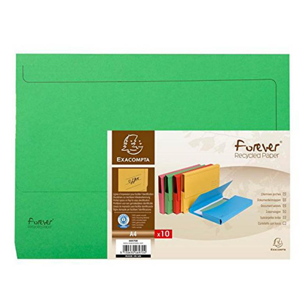 SUBCARPETAS A4 CON BOLSA RECICLADA 290GR VERDE 