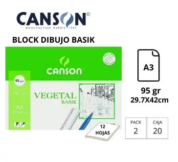 MINI PACK PAPEL VEGETAL GUARRO DIN A3 90g 12 HOJAS