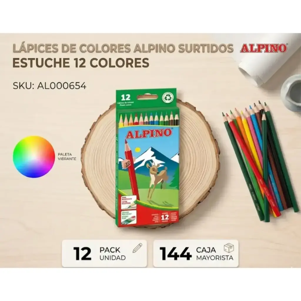 LÁPICES DE COLORES ALPINO ESTUCHE 12 COLORES