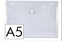 SOBRE PORTADOCUMENTOS POLIPROPILENO CON BROCHE A5 TRANSPARENTE