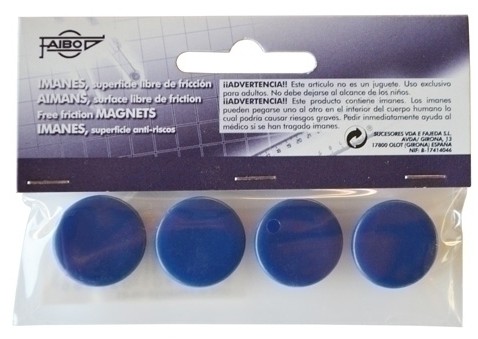 [700231] IMANES MULTIUSO REDONDOS 20MM AZUL FAIBO BLÍSTER 4 UD