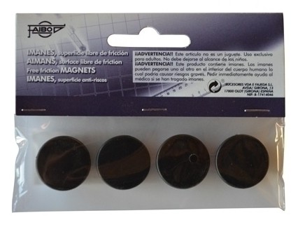 [700233] IMANES MULTIUSO REDONDOS 20MM NEGRO FAIBO BLÍSTER 4 UD