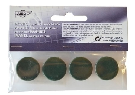 [700235] IMANES MULTIUSO REDONDOS 20MM VERDE FAIBO BLÍSTER 4 UD