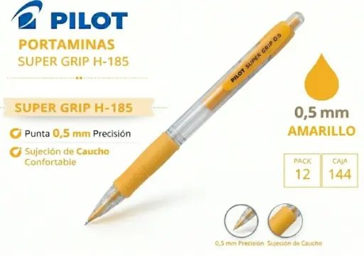 [119332] PORTAMINAS PILOT SUPER GRIP AMARILLO 0,5MM