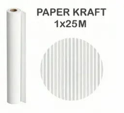 PAPEL KRAFT BLANCO ROLLO 1x25M 65G