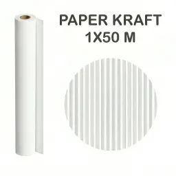 PAPEL KRAFT BLANCO ROLLO 1x50M 65G