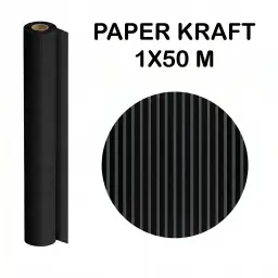 PAPEL KRAFT NEGRO ROLLO 1x50M 65G