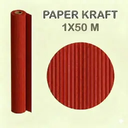 PAPEL KRAFT ROJO ROLLO 1x50M 65G