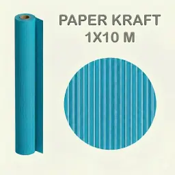 PAPEL KRAFT AZUL TURQUESA ROLLO 1x10M 65G